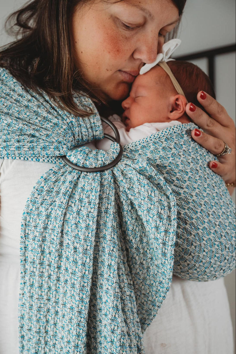 SOFT Gorgeous Blue Woven Ring Sling Baby Toddler Carrier LoveHeld