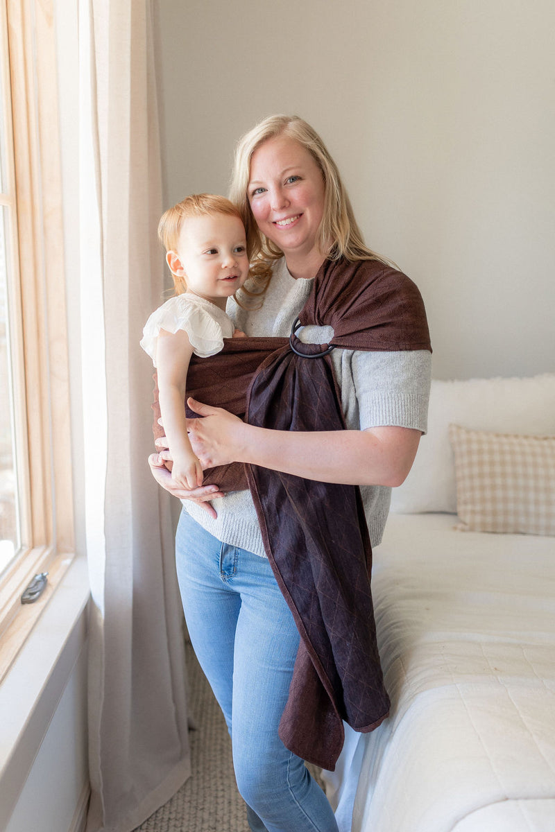 Vineyard Brown SOFT Woven Ring Sling Baby & Toddler Carrier | LoveHeld
