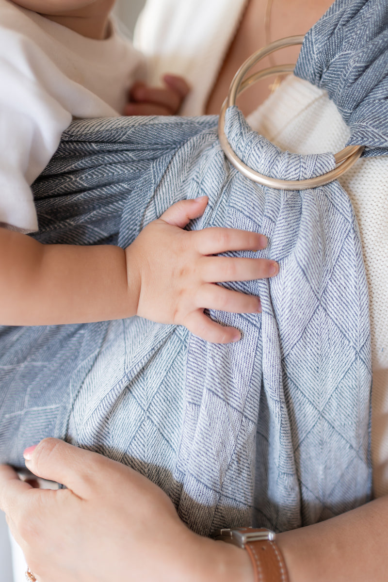 しっとりと【LoveHeld】リネン100% リングスリング Soft Woven Blue Waffle Linen Cotton Ring Sling Baby Carrier