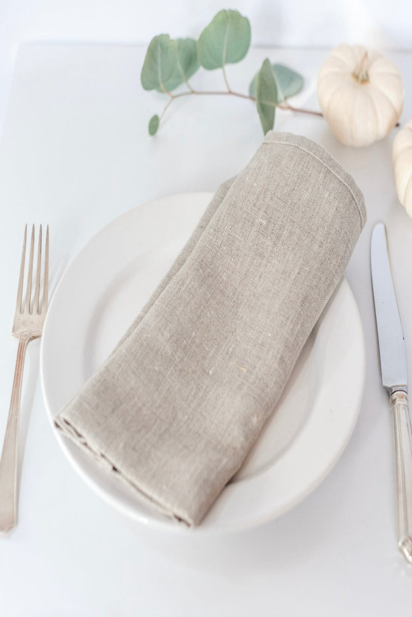 RUSTIC Linen Napkin Set: 2, 4, 6, 8, 10, 12 Napkins. Unbleached