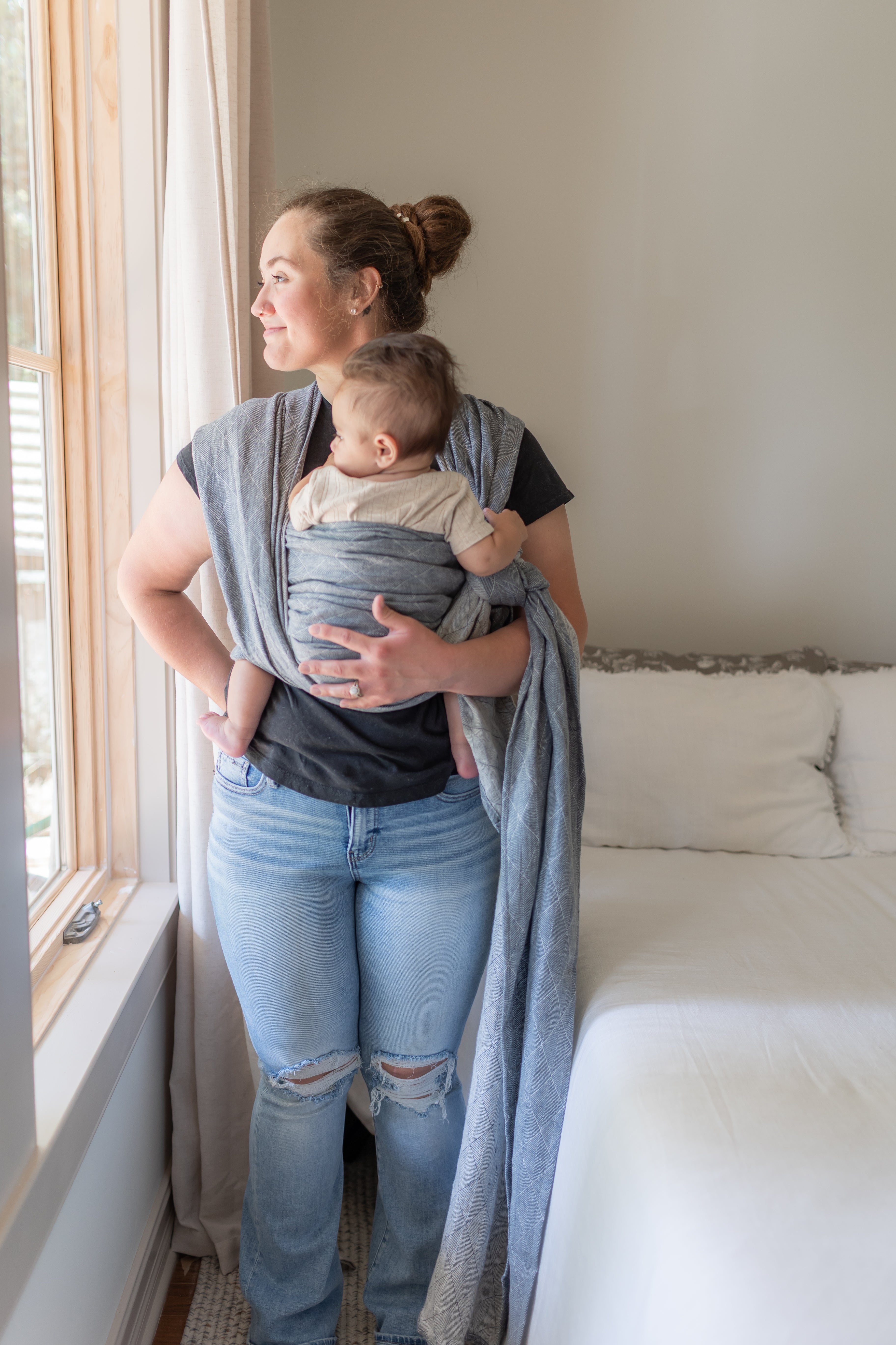 しっとりと【LoveHeld】リネン100% リングスリング ボバリングスリング【ライ】 抱っこ紐 スリング boba ring sling