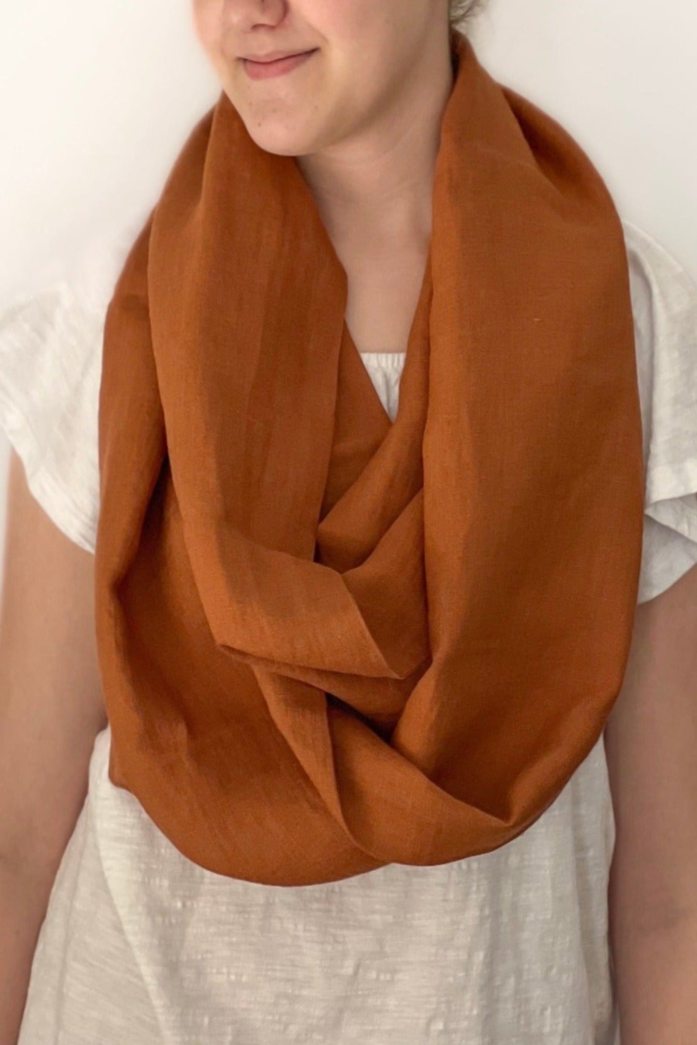 D&Y Men's Super Soft Thick & Thin Stripe Infinity Scarf – Brown/White, Circle Scarf Wrap